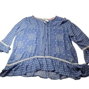 Hint of Mint Sheer Blue Boho Blouse Size 2X